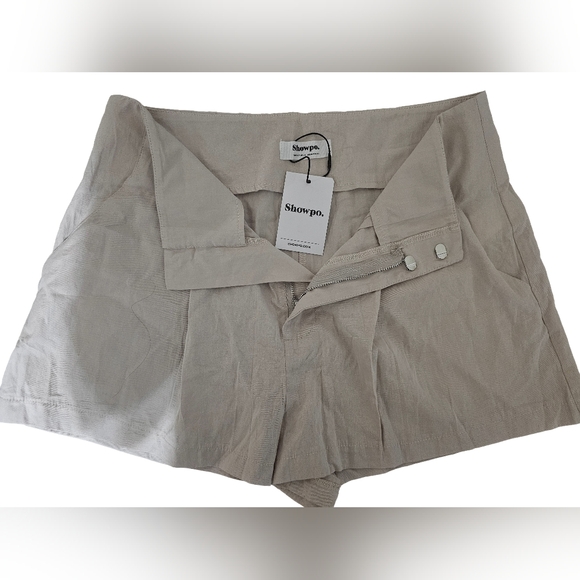Showpo. Women's High Waist Cream Shorts - Picture 1 of 4